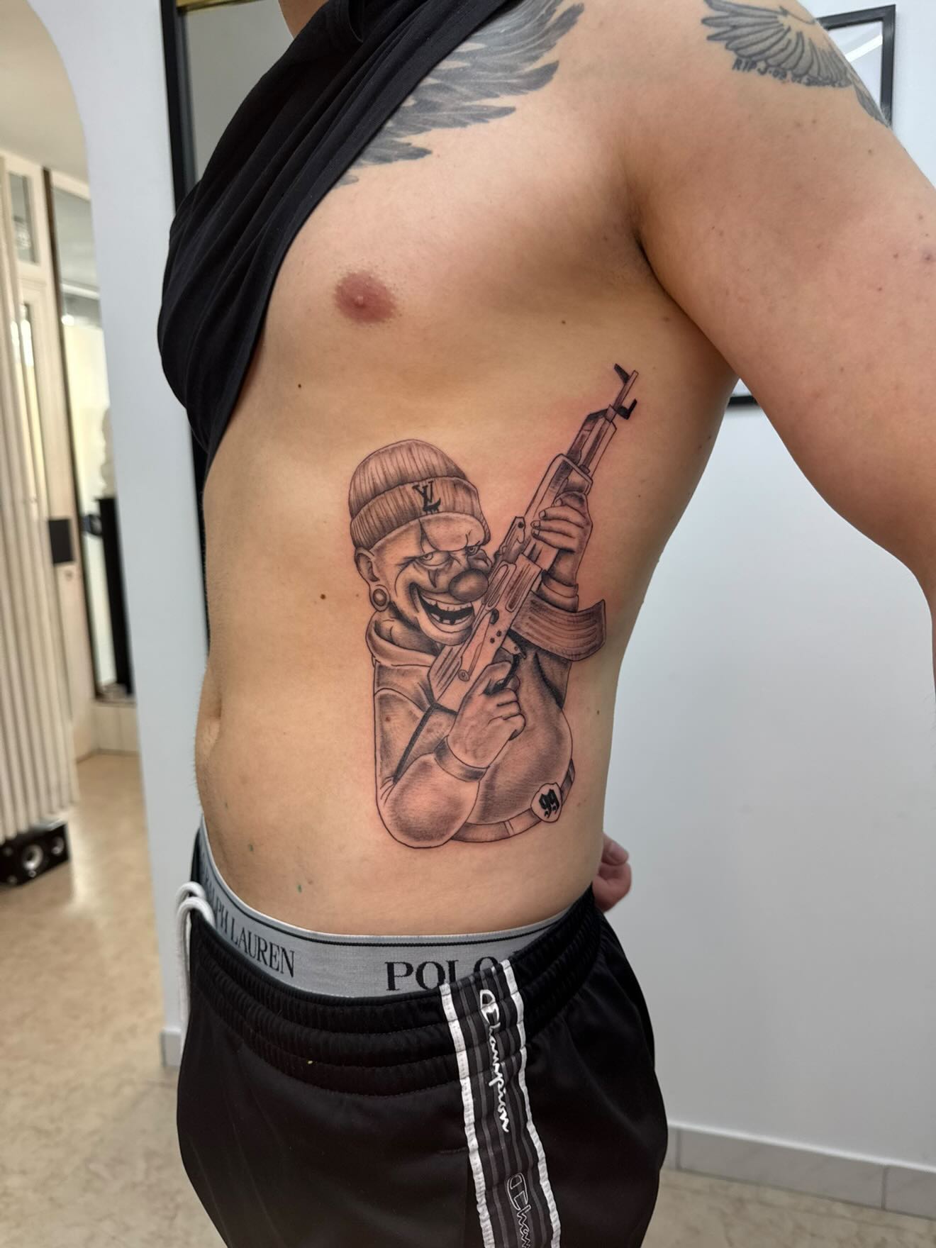 Clown Black and Grey Tattoo